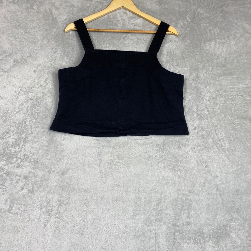 Black Denim Crop Top Square Neck Sleeveless Cami Tank Blouse Minimalist Timeless